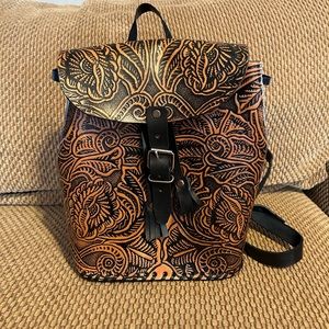 Handmade real leather backpack